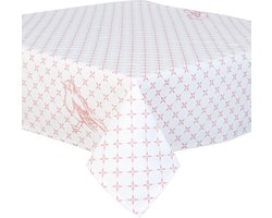 Clayre & Eef Tafelkleed - Katoen - Landelijk - Vogels - Birds - Oud Roze - 130 x 180 cm