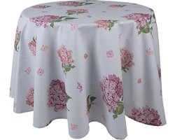 Clayre & Eef Tafelkleed Ø 170 cm Blauw Roze Katoen Rond Hortensia