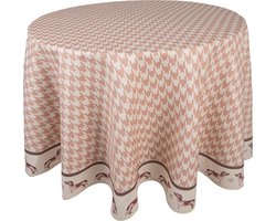 Clayre & Eef Tafelkleed Ø 170 cm Bruin Katoen Rond Teckel Tafelkleed