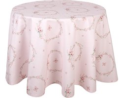 Clayre & Eef Tafelkleed Ø 170 cm Roze Katoen Rond Konijn Tafellaken