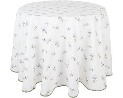 Clayre & Eef Tafelkleed Ø 170 cm Wit Katoen Rond Olijven Tafellaken