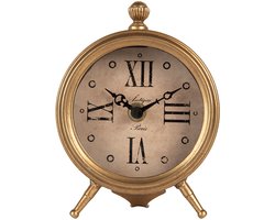 Clayre & Eef Tafelklok 11x5x15 cm / 1xAA Goudkleurig Metaal