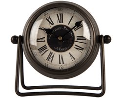 Clayre & Eef Tafelklok 12x5x11 cm / 1xAA Bruin Metaal