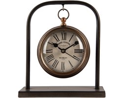 Clayre & Eef Tafelklok 14x5x16 cm / 1xAA Bruin Metaal