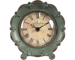Clayre & Eef Tafelklok 15x7x16 cm Groen Metaal