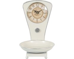 Clayre & Eef Tafelklok 20*17*25 cm  Beige Metaal Rond Weegschaal Tafelklokken Binnen Staand Klokje Tafelklokje