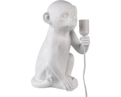 Clayre & Eef Tafellamp Aap 21x19x34 cm Wit Polyresin Bureaulamp