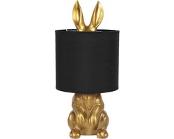 Clayre & Eef Tafellamp Haas Ø 20*42 cm E27/max 1*60W Goudkleurig Kunststof Rond Bureaulamp Nachtlampje