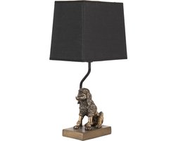 Clayre & Eef Tafellamp Hond 23*14*43 cm E27/max 1*60W Goudkleurig, Zwart Polyresin Bureaulamp Nachtlampje