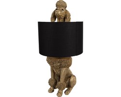Clayre & Eef Tafellamp Hond Poedel 30x28x57 cm Goudkleurig Zwart Polyresin Bureau