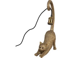 Clayre & Eef Tafellamp Kat 31x17x49 cm Goudkleurig Polyresin Bureaulamp