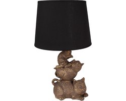 Clayre & Eef Tafellamp Katten Ø 25x43 cm Goudkleurig Zwart Polyresin