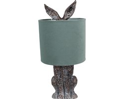 Clayre & Eef Tafellamp Konijn Ø 20x43 cm Bruin Groen Polyresin
