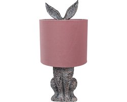 Clayre & Eef Tafellamp Konijn Ø 20x43 cm Bruin Roze Polyresin