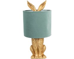 Clayre & Eef Tafellamp Konijn Ø 20x43 cm Goudkleurig Groen Polyresin
