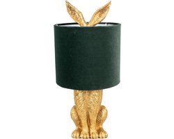 Clayre & Eef Tafellamp Konijn Ø 20x43 cm Goudkleurig Groen Polyresin