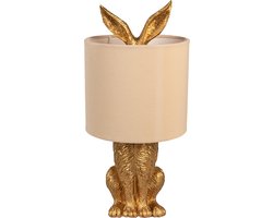 Clayre & Eef Tafellamp Konijn Ø 20x43 cm Goudkleurig Polyresin