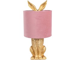 Clayre & Eef Tafellamp Konijn Ø 20x43 cm goudkleurig roze Polyresin