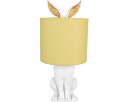Clayre & Eef Tafellamp Konijn Ø 20x43 cm Wit Geel Polyresin