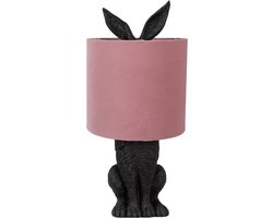 Clayre & Eef Tafellamp Konijn Ø 20x43 cm Zwart Roze Kunststof
