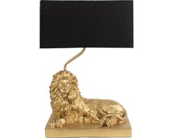 Clayre & Eef Tafellamp Leeuw 32x22x44 cm Goudkleurig Zwart Polyresin
