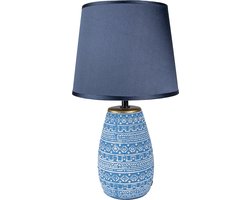 Clayre & Eef Tafellamp Ø 20x35 cm Blauw Wit Keramiek