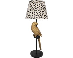 Clayre & Eef Tafellamp Ø 25x73 cm Zwart Beige Metaal Papegaai Bureaulamp