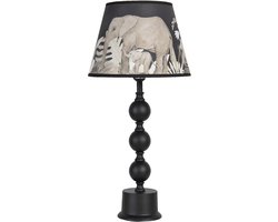 Clayre & Eef Tafellamp Ø 27x57 cm Zwart Grijs Keramiek Olifanten