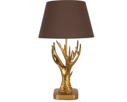 Clayre & Eef Tafellamp Ø 35x59 cm Goudkleurig Bruin Polyresin