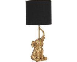 Clayre & Eef Tafellamp Olifant Ø 20x46 cm Goudkleurig Zwart Polyresin