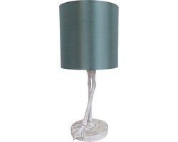 Clayre & Eef Tafellamp Poten Ø 25*56 cm E27/max 1*60W Grijs Kunststof Rond Bureaulamp Nachtlampje