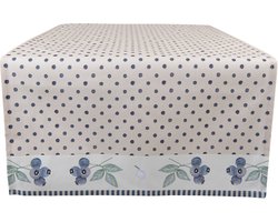 Clayre & Eef Tafelloper 50x140 cm Beige Blauw Katoen Rechthoek Bosbessen Tafelkleed