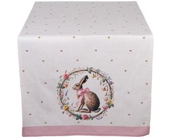 Clayre & Eef Tafelloper 50x140 cm Beige Katoen