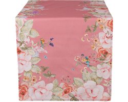 Clayre & Eef Tafelloper 50x140 cm Roze Katoen Bloemen