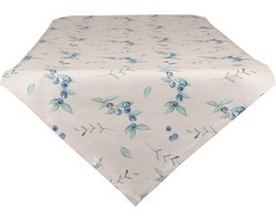 Clayre & Eef Tafelloper 50x160 cm Beige Blauw Katoen Bos Dieren Herfst