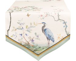 Clayre & Eef Tafelloper 50x160 cm Beige Bruin Katoen Tropisch motief Tafelkleed