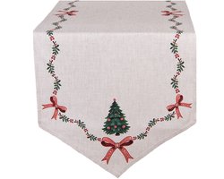 Clayre & Eef Tafelloper 50x160 cm Beige Katoen Kerst