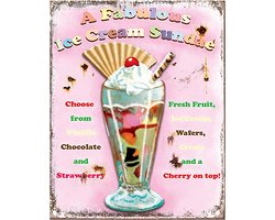 Clayre & Eef Tekstbord 20x25 cm Roze Ijzer Ijsjes Sweets Wandbord