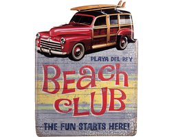 Clayre & Eef Tekstbord 45x60 cm Rood IJzer Auto