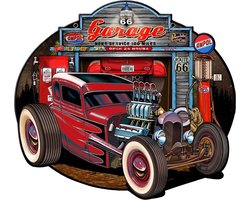 Clayre & Eef Tekstbord 50x43 cm Rood IJzer Auto