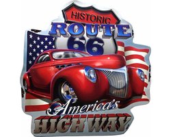 Clayre & Eef Tekstbord 58x60 cm Rood IJzer Auto