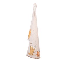 Clayre & Eef Theedoek 50x70 cm Beige Katoen Croissant en Koffie