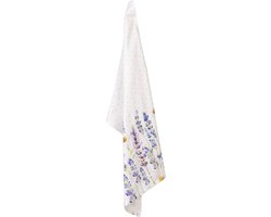 Clayre & Eef Theedoek 50x70 cm Paars Wit Katoen Lavendel Keukenhanddoek