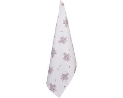 Clayre & Eef Theedoek 50x70 cm Paars Wit Katoen Lavendel Keukenhanddoek