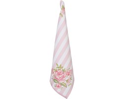 Clayre & Eef Theedoek 50x70 cm Roze Katoen Rozen