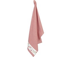 Clayre & Eef Theedoek 50x70 cm Wit Rood Katoen Aardbeien