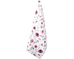 Clayre & Eef Theedoek 50x70 cm Wit Roze Katoen Rozen