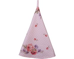 Clayre & Eef Theedoek Ø 80 cm Roze Paars Katoen Rozen