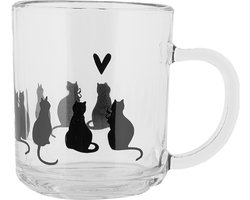 Clayre & Eef Theeglas 200 ml Transparant Glas Katten