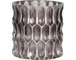 Clayre & Eef Theelichthouder Ø 10x10 cm Zilverkleurig Glas
